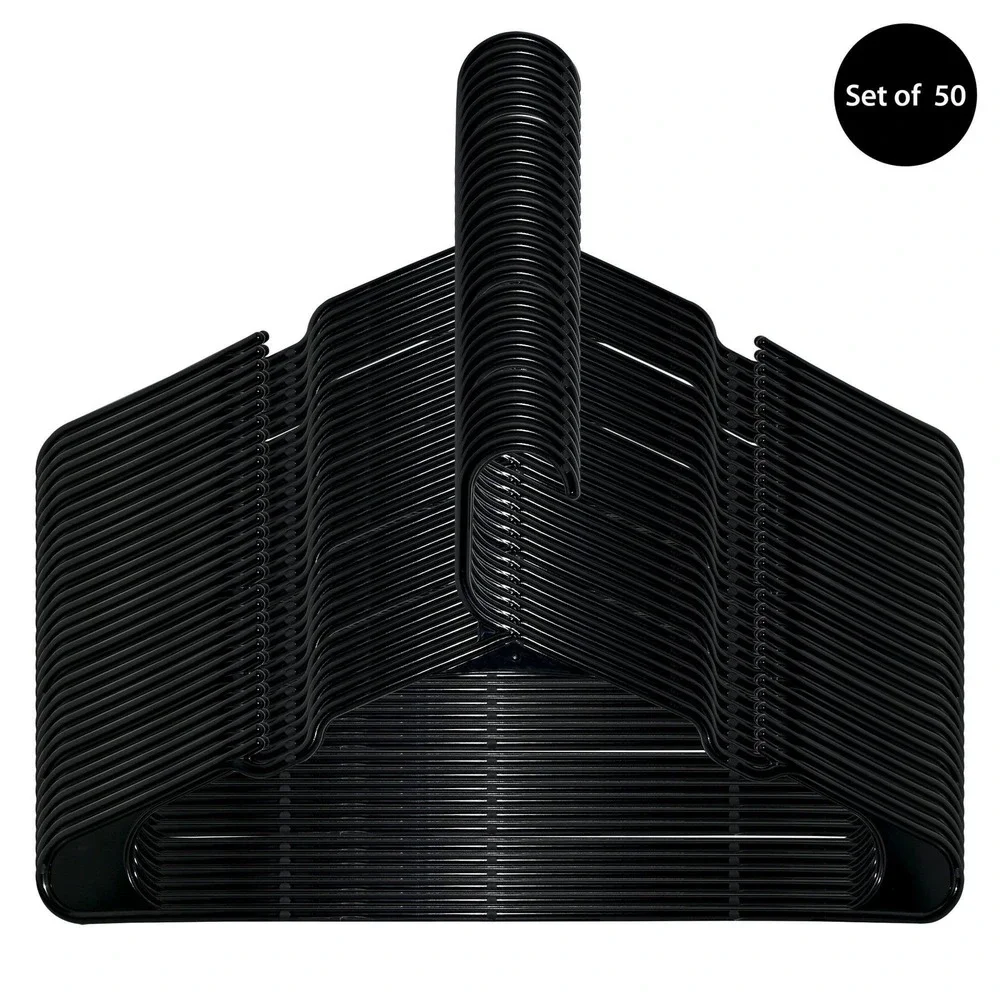 Mainstays Plastic Hangers Unisex 50 Pack Black New Notched Shoulders